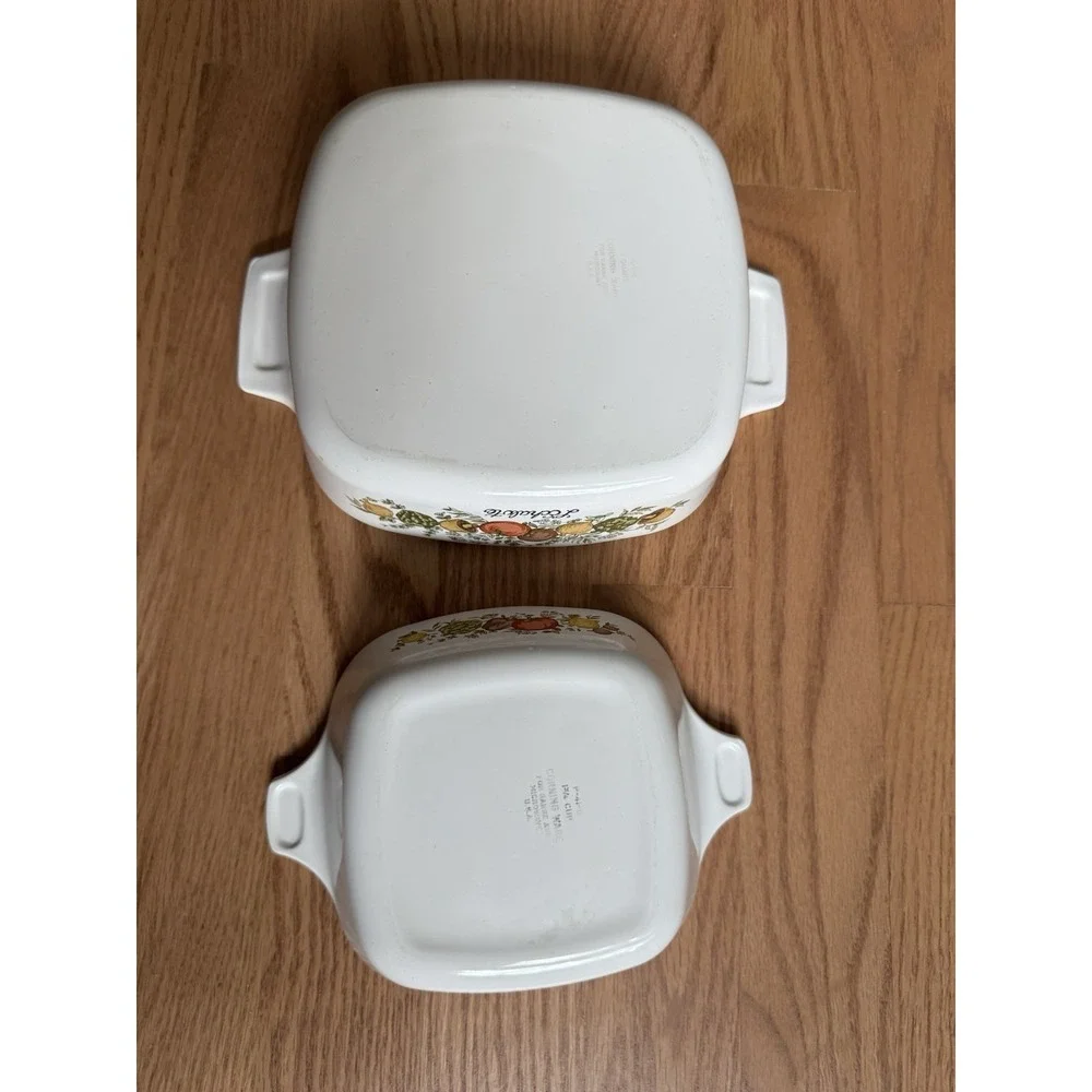 Vintage Corning Ware Spice of Life 1 Quart & 1.75 Cup Casserole Dish Set 1970s
